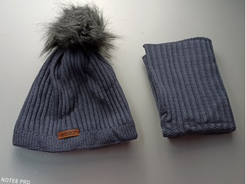 Набір шапка + шарф для хлопчика сірий (14)